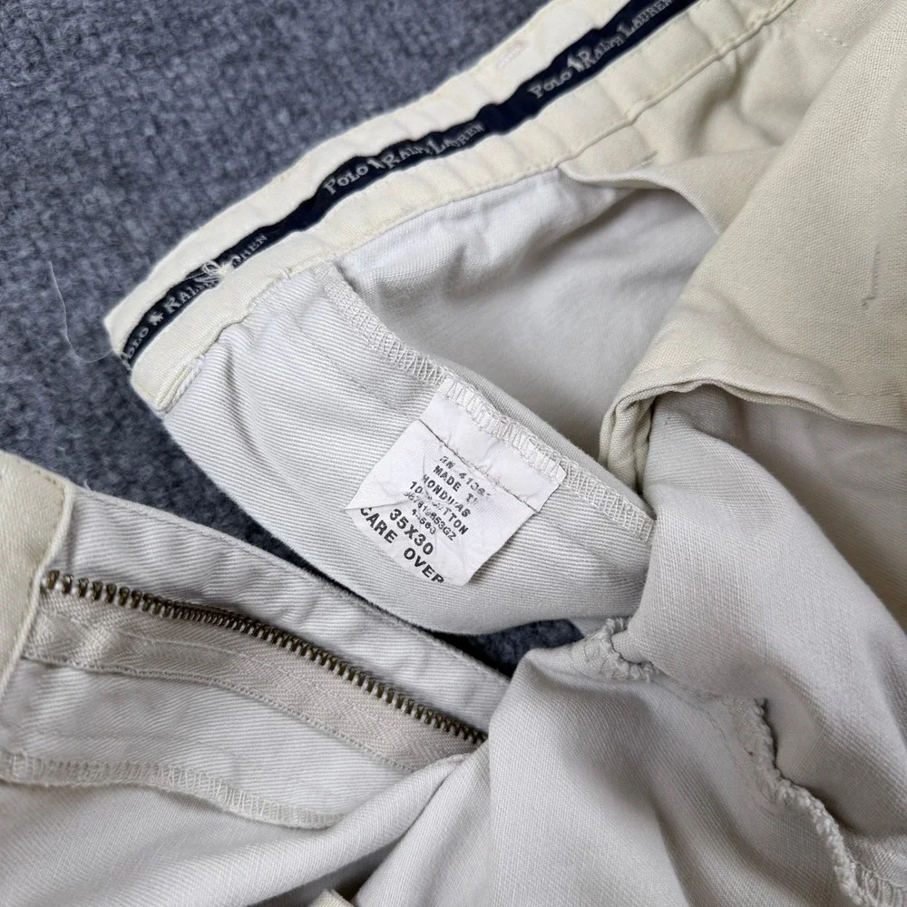 Vintage Polo Ralph Lauren Andrew Pants Mens 34x30 Beige Pleated Chino 90s